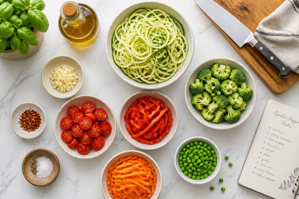 Zucchini noodle primavera.