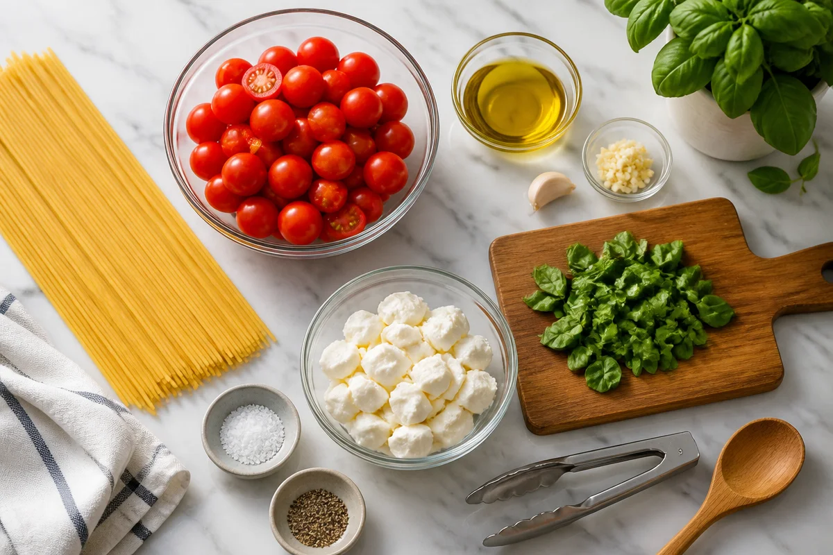 Delicious Caprese Pasta with Cherry Tomatoes in a Snap