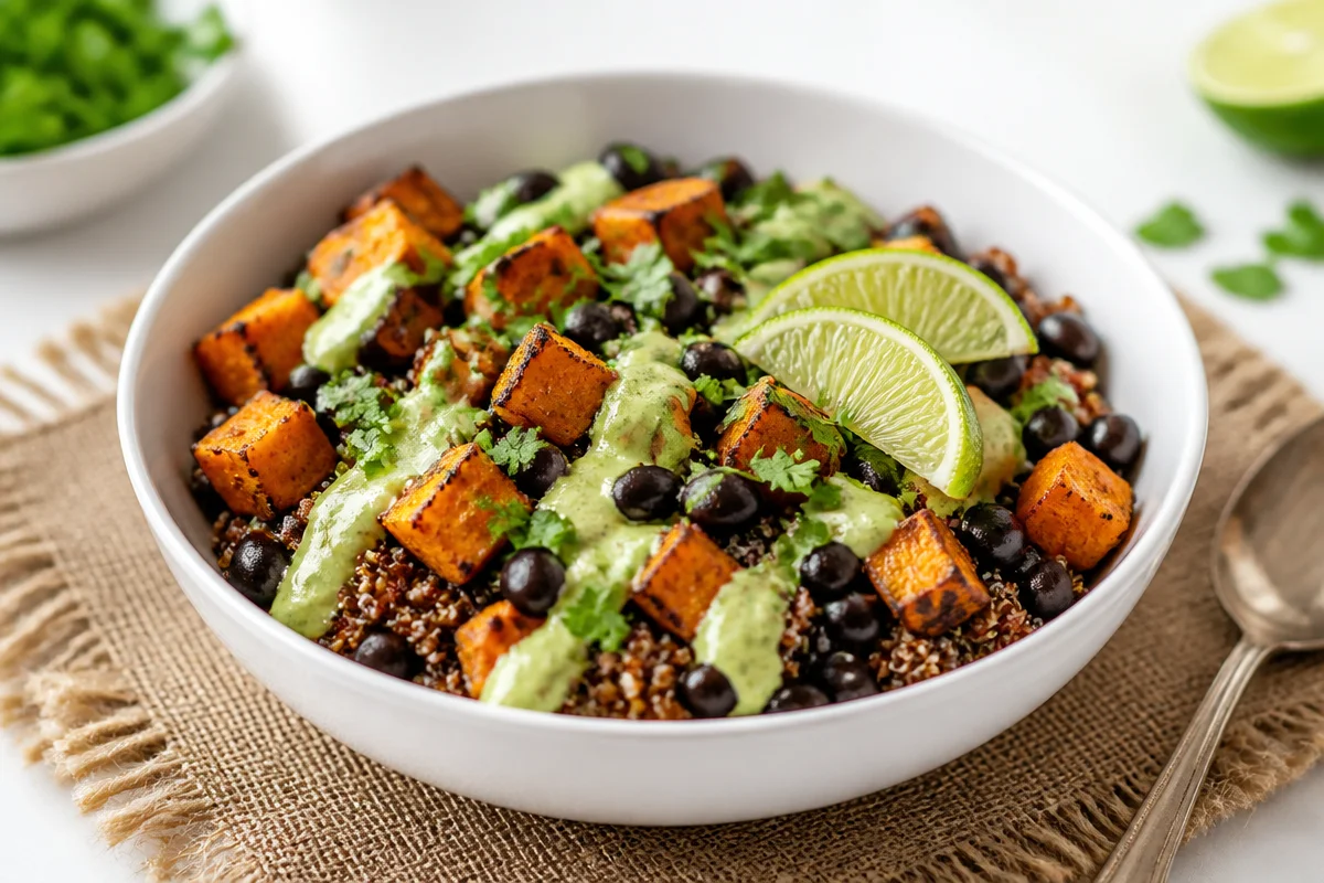 Sweet potato black bean quinoa bowls.