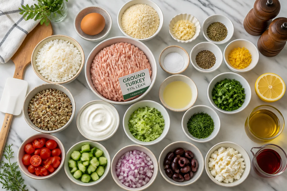 Savory Greek Turkey Meatball Bowls with Fresh Toppings
