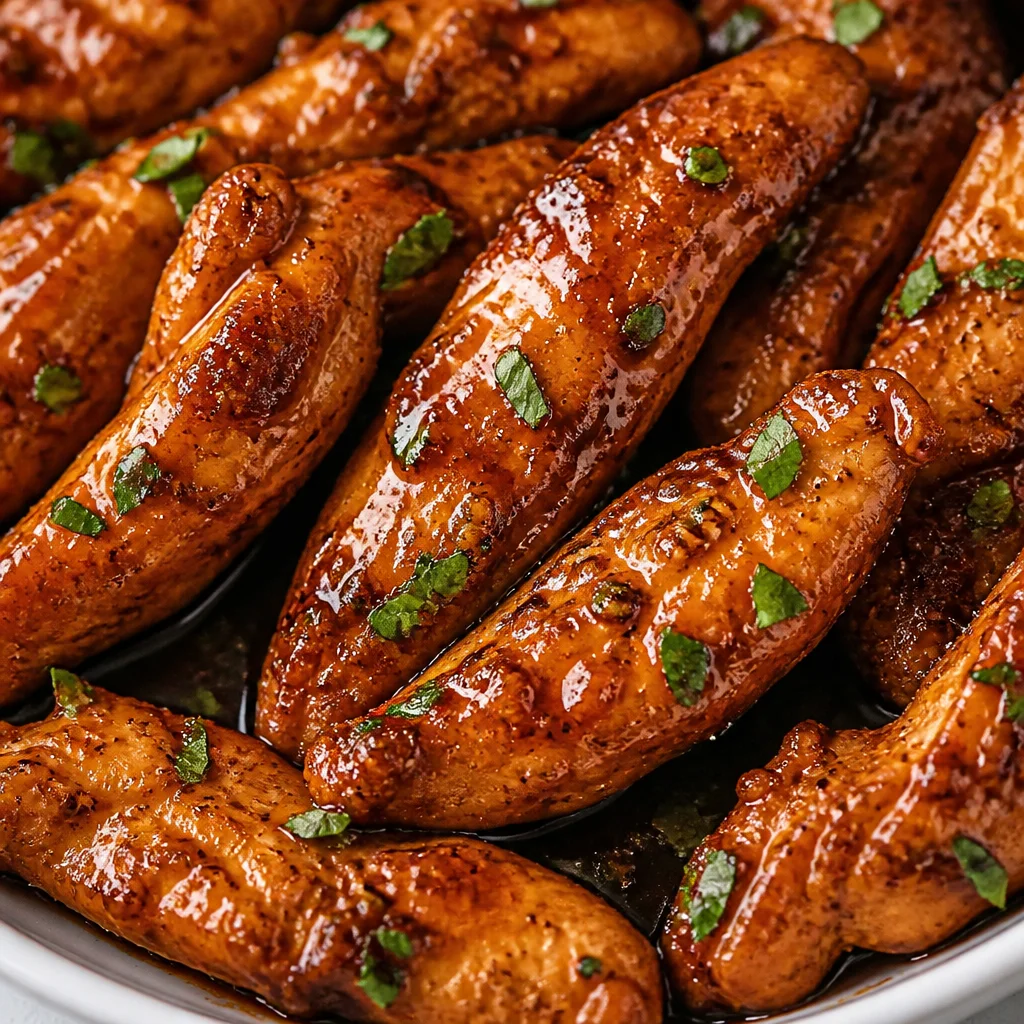 Honey soy chicken tenders coated in sticky sweet glaze with garlic and soy sauce.