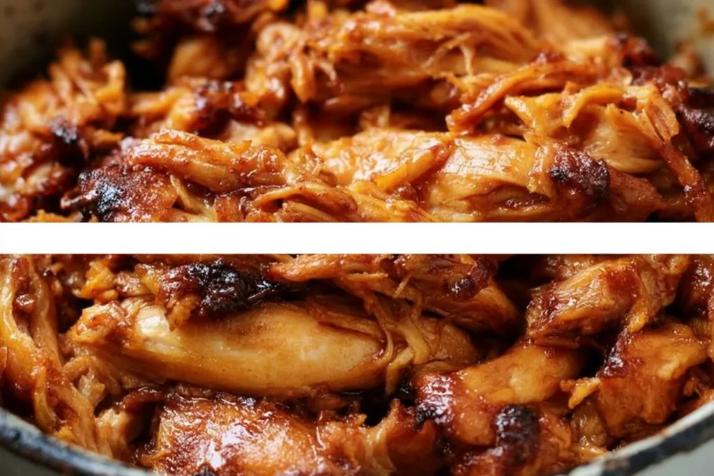 Delicious BBQ pulled chicken made in an Instant Pot, ready to serve.