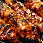 Delicious Air Fryer Bang Bang Chicken Skewers ready to serve