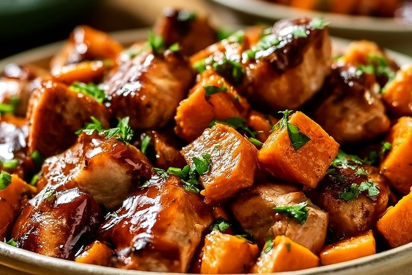 BBQ Chicken Sweet Potato Bowl with vibrant toppings and flavors
