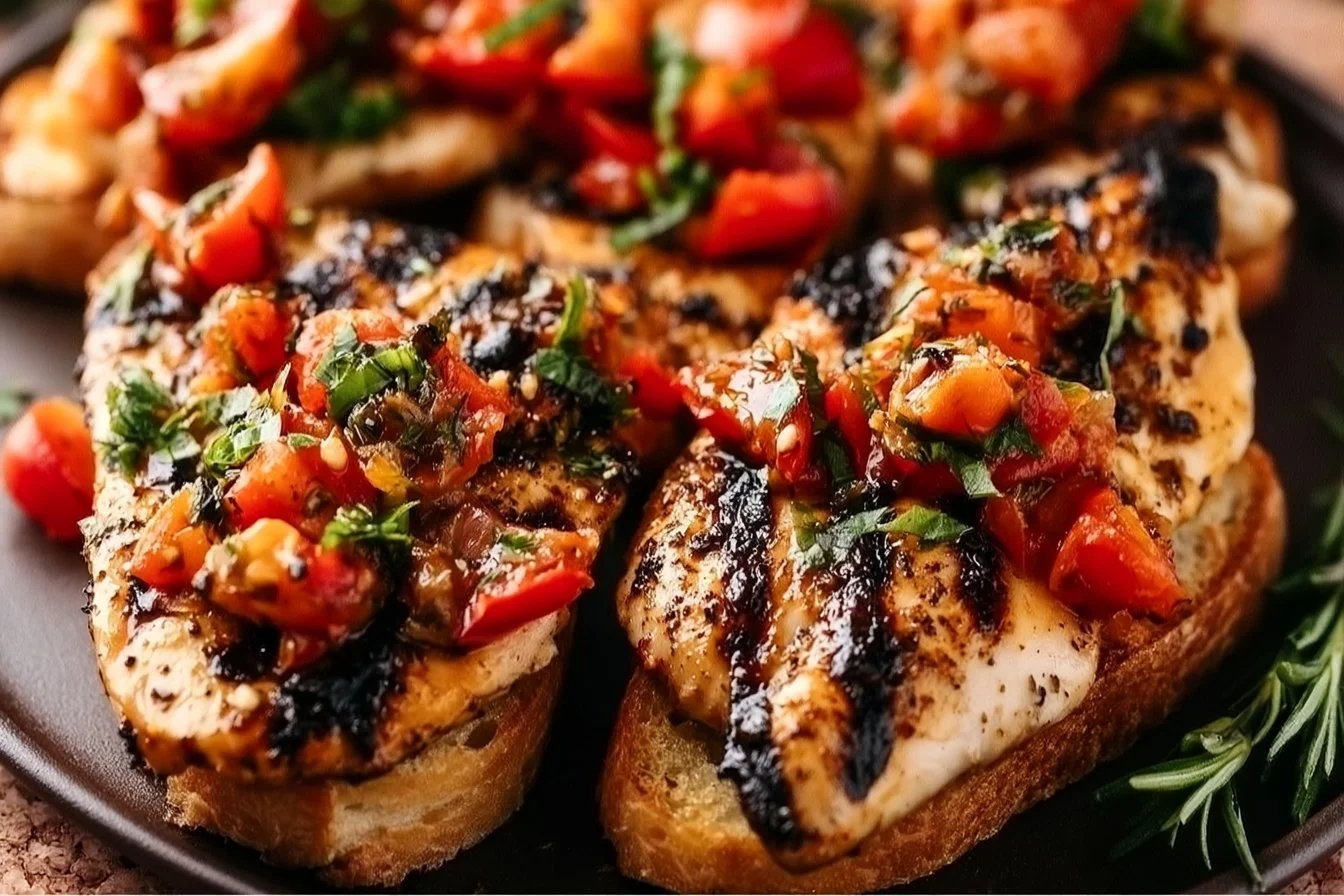 Delicious Grilled Chicken Bruschetta | Grilled Chicken with Roasted Tomatoes, Grilled Bruschetta Chicken Dish, Easy Bruschetta