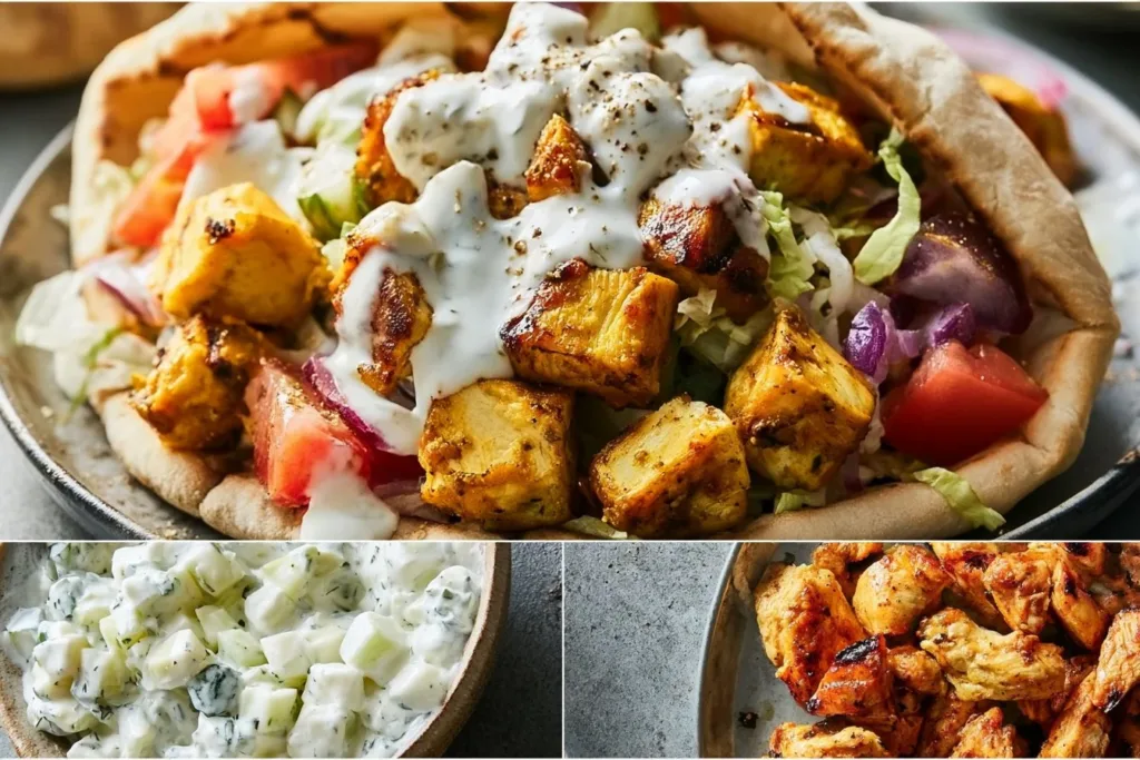 Delicious homemade chicken gyros served with fresh toppings