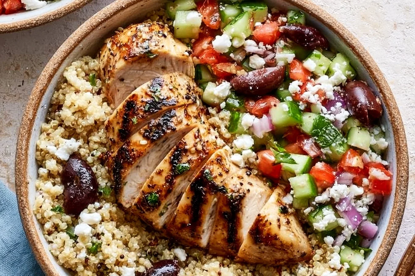 Healthy and flavorful Greek Chicken Bowl with fresh ingredients and spices