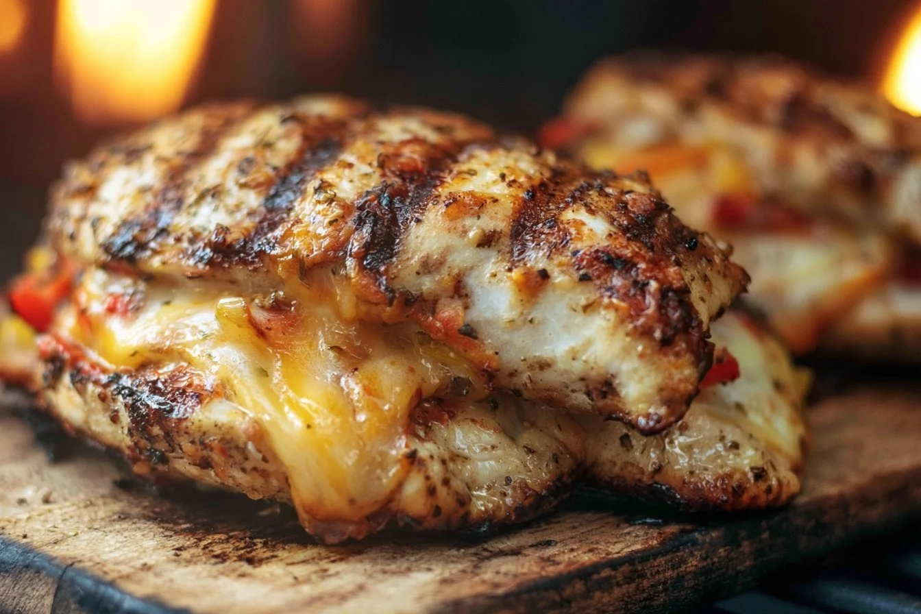 Grilled Chicken Stuffed with Cheese and Peppers