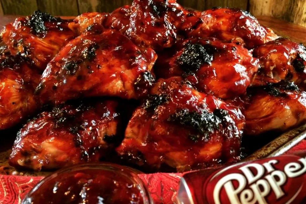 Grilled chicken with Cherry Dr Pepper BBQ sauce served on a plate