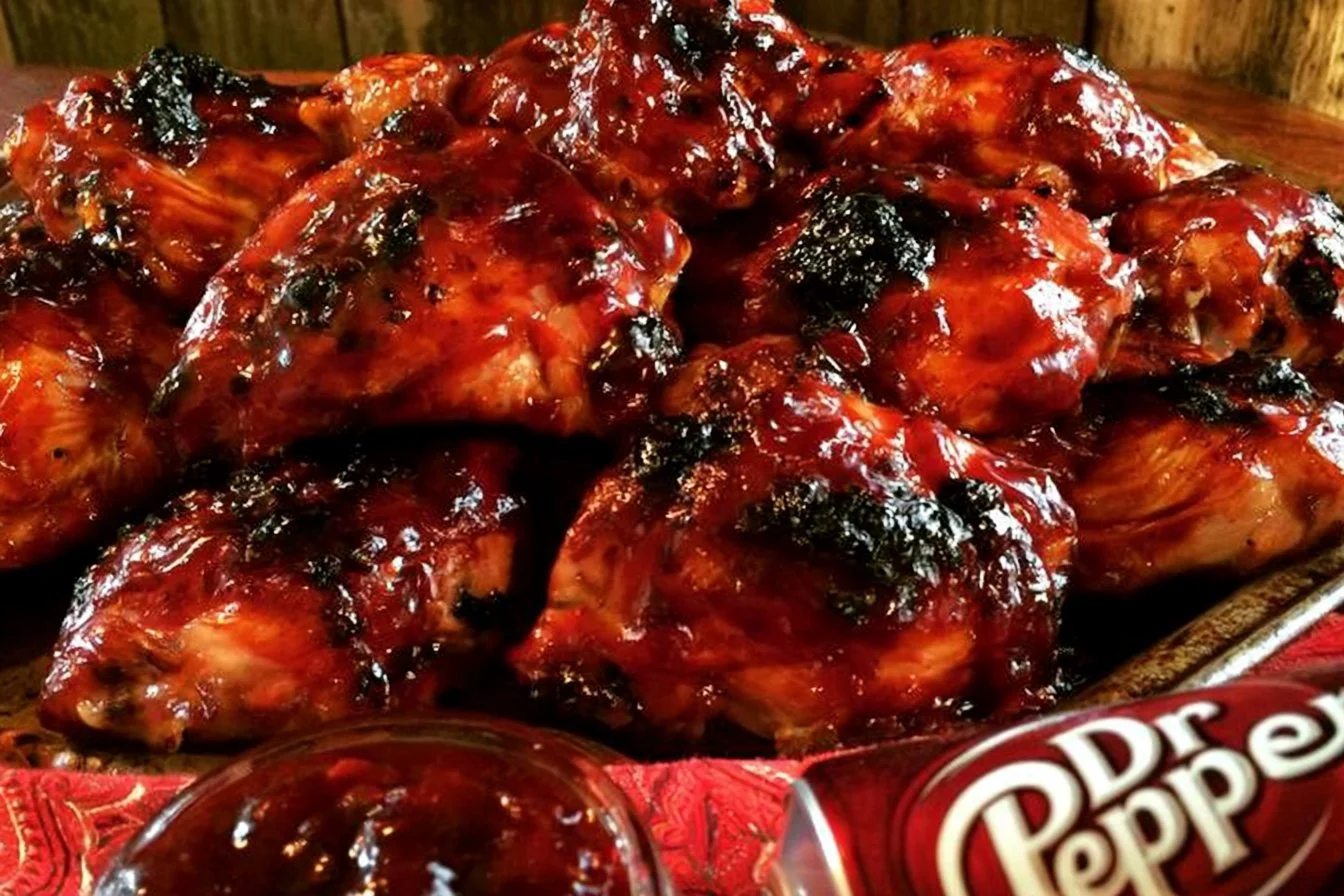 Grilled chicken with Cherry Dr Pepper BBQ sauce served on a plate