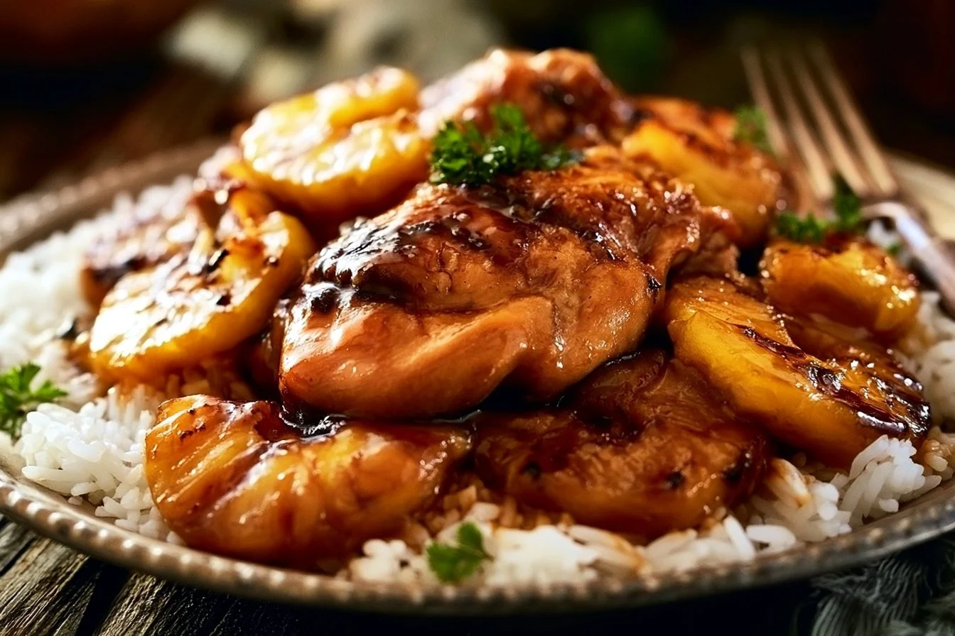 Hawaiian Chicken, Pineapple and Coconut Rice