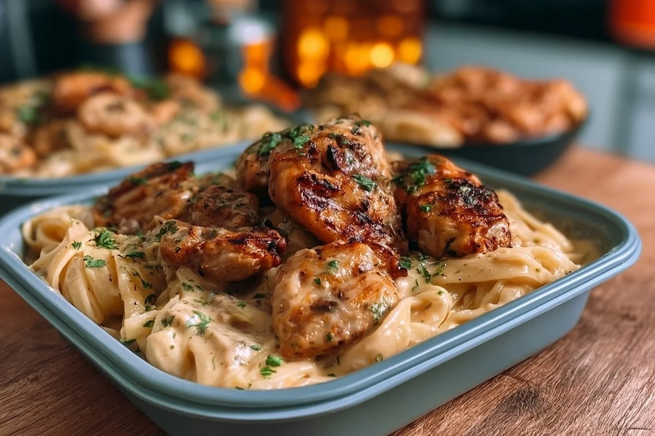 High Protein Grilled Chicken Alfredo Pasta